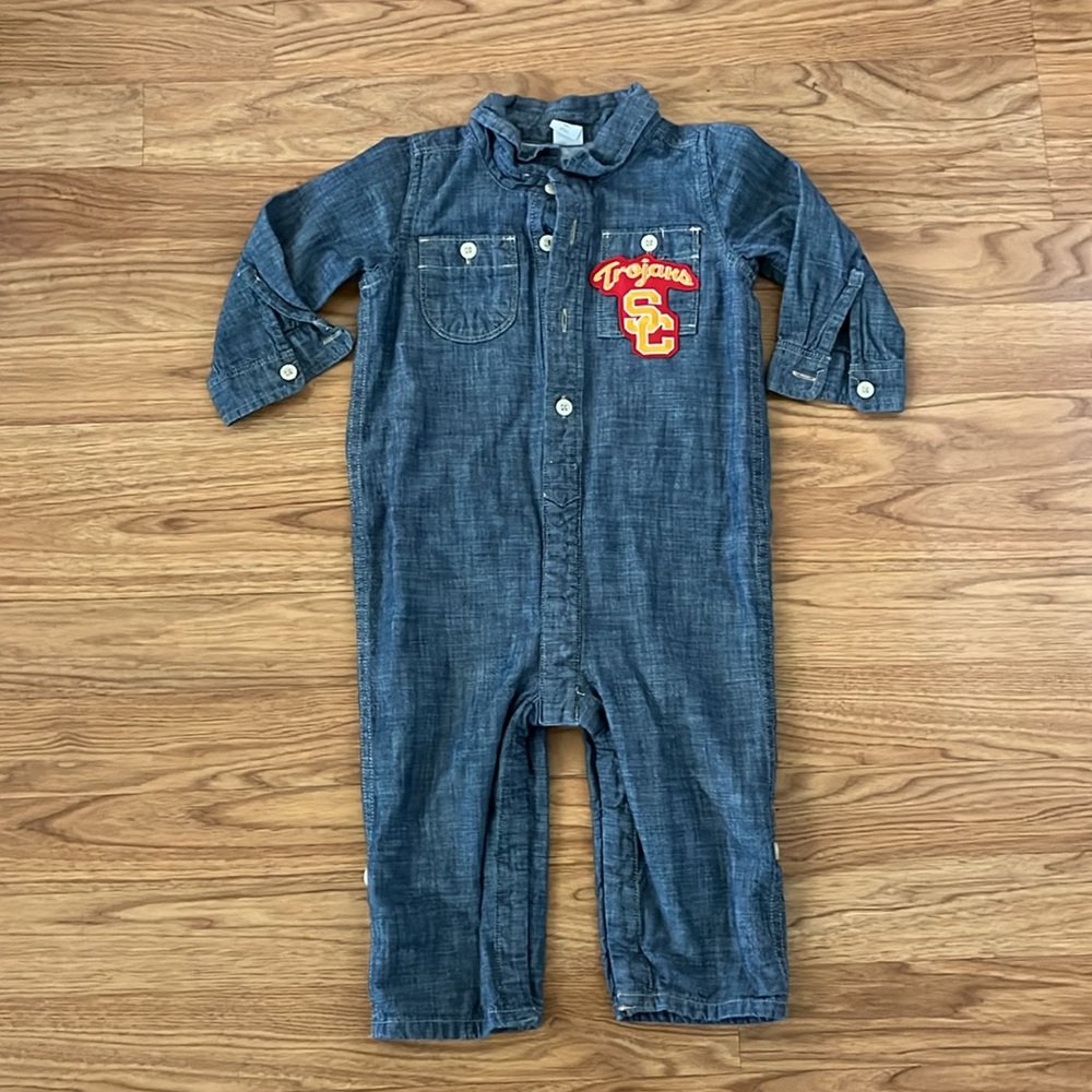 USC Trojans Jean Oveall by Baby Gap upcycled size 12 - 18 Months 12 - 18 Mo
